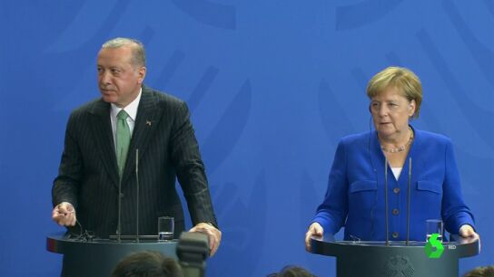 Merkel y Erdogan durante su encuentro en Berl&iacute;n