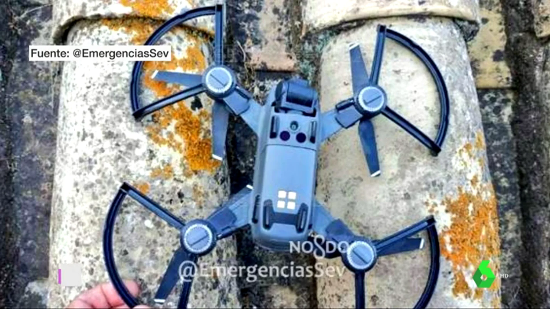 Imagen del dron que se ha estrellado contra la catedral de Sevilla