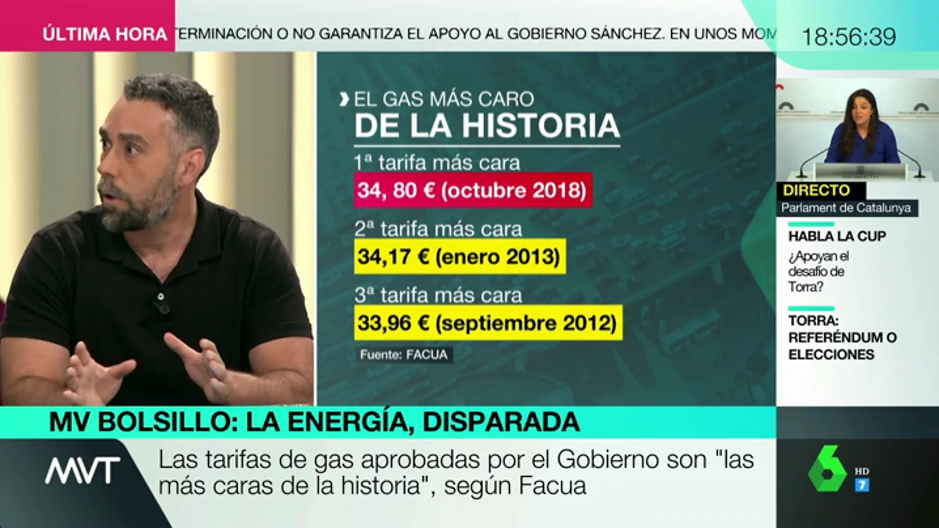 Rubén Sánchez, sobre las subidas de gas y luz: "El presidente de Iberdrola ganaba hace poco 43.000 euros diarios, que se aprieten el cinturón"