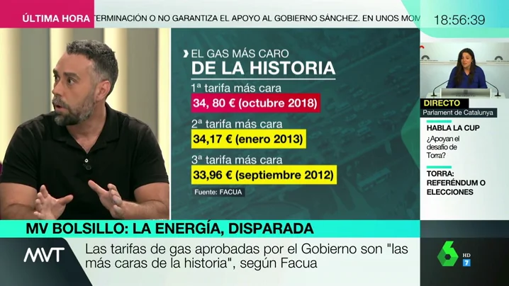 Rubén Sánchez, sobre las subidas de gas y luz: "El presidente de Iberdrola ganaba hace poco 43.000 euros diarios, que se aprieten el cinturón"