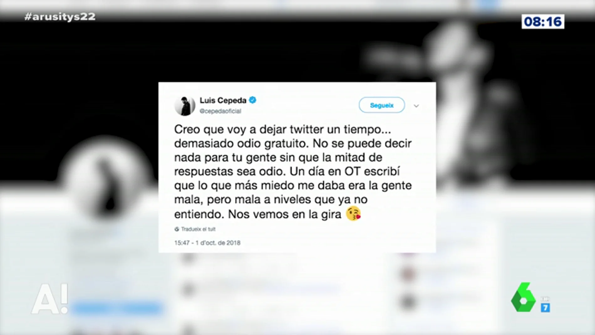 Cepeda se despide de Twitter