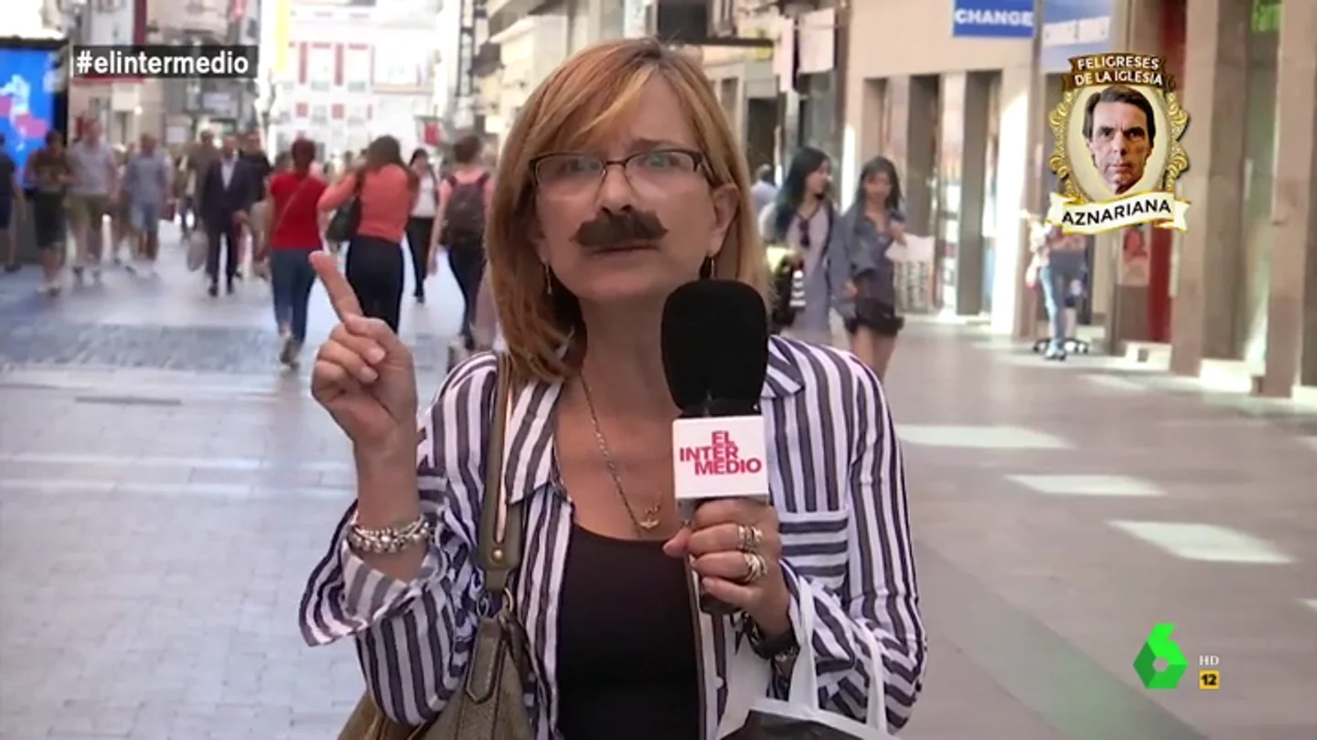 El Intermedio sale a la calle para conocer a los "fieles" de Aznar: "Se me apareció una gaviota con su espíritu y ahora llevó su fruto en mi vientre" El Intermedio sale a la calle para conocer a los "fieles" de Aznar: "Se me apareció una gaviota con su espíritu y ahora llevó su fruto en mi vientre"