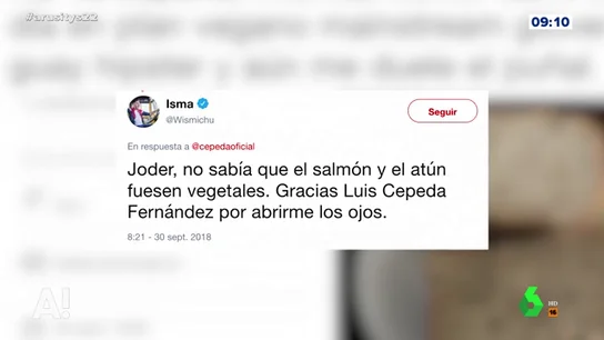 El 'zasca' de Wismichu al Cepeda vegano El 'zasca' de Wismichu al Cepeda vegano