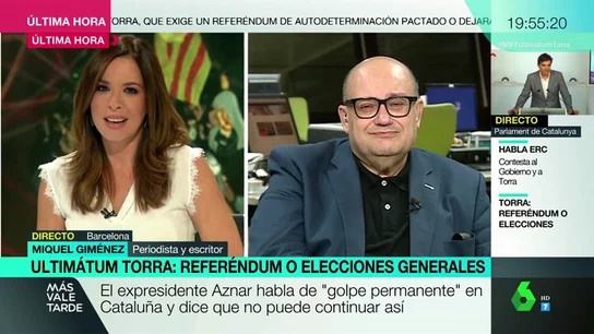 Miquel Giménez, tras el ultimátum de Torra al Gobierno: "Temo que en Cataluña vivamos pronto escenas de 'kale borroka'" Miquel Giménez, tras el ultimátum de Torra al Gobierno: "Temo que en Cataluña vivamos pronto escenas de 'kale borroka'"