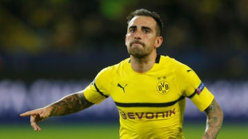 Paco Alcácer celebra su gol con el Borussia Dortmund