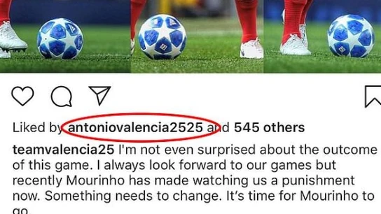 El polémico 'like' de Antonio Valencia El polémico 'like' de Antonio Valencia