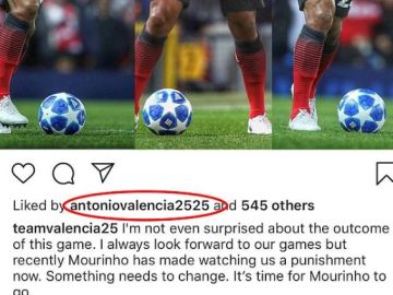 El polémico 'like' de Antonio Valencia El polémico 'like' de Antonio Valencia