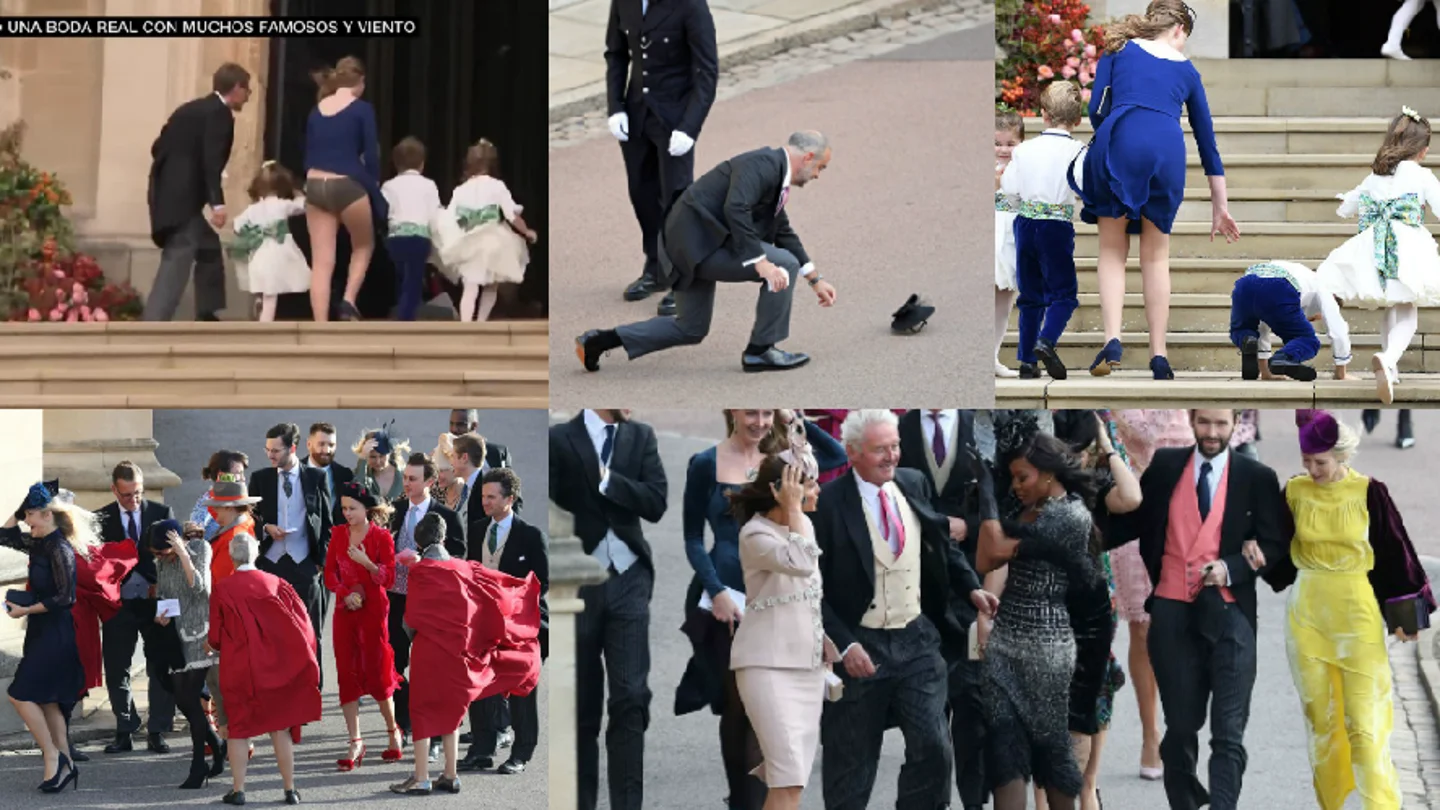 Los invitados a a la boda de Eugenia de York, en apuros por culpa del viento Los invitados a a la boda de Eugenia de York, en apuros por culpa del viento