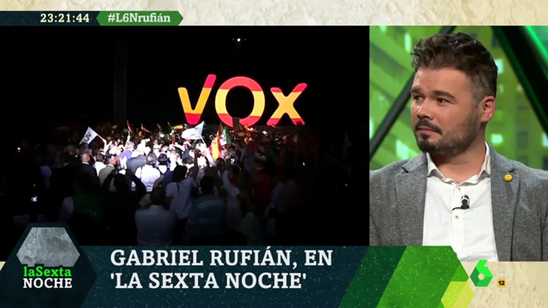 Gabriel Rufián en laSexta Noche