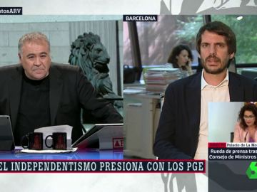 Antonio García Ferreras y el eurodiputado de En Comú Podem, Ernest Urtasun, Antonio García Ferreras y el eurodiputado de En Comú Podem, Ernest Urtasun,