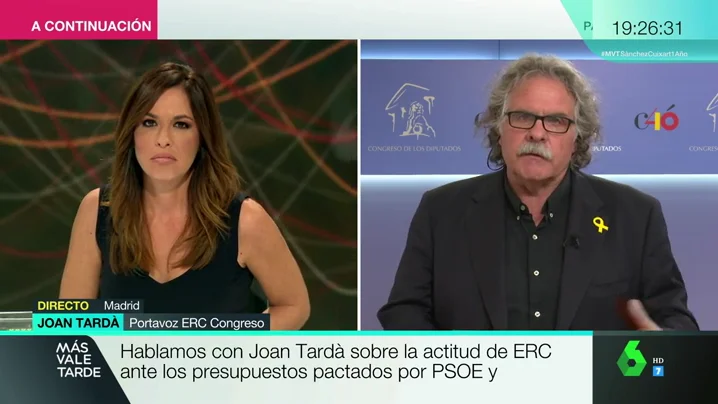 Joan Tardà, sobre la actitud de ERC ante los Presupuestos: "No vamos a negociar nada si el Gobierno no habla con la Fiscalía"