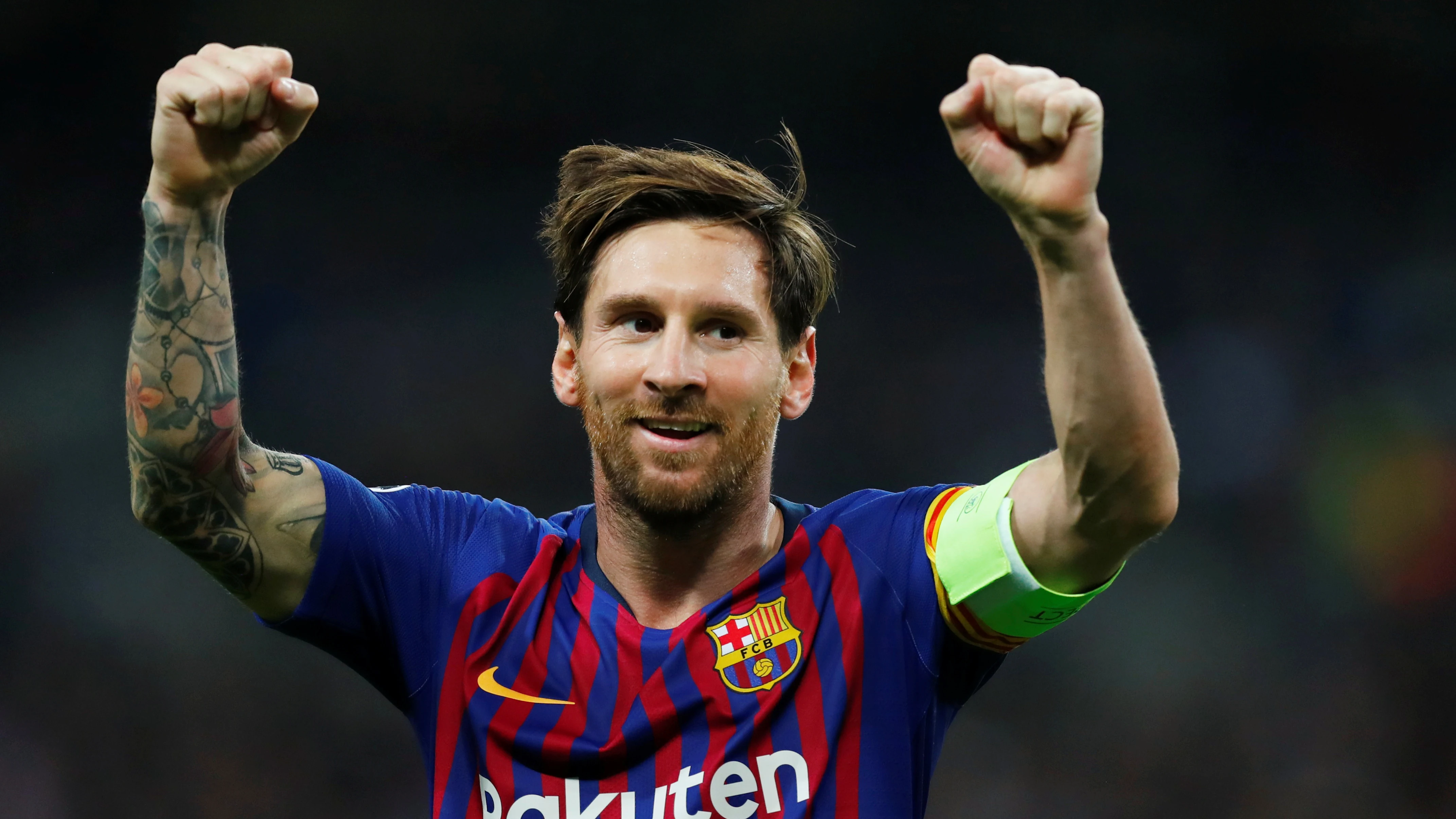 Messi celebra un gol con el Barcelona