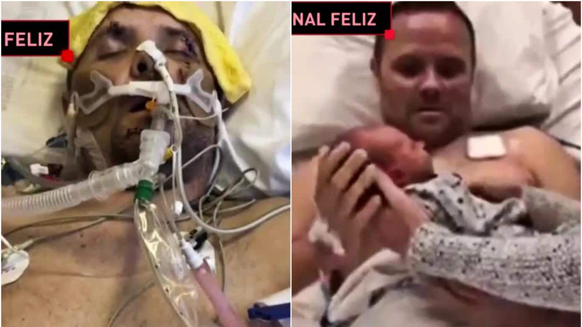 Un hombre sale herido y despierta con su hijo recién nacido en brazos