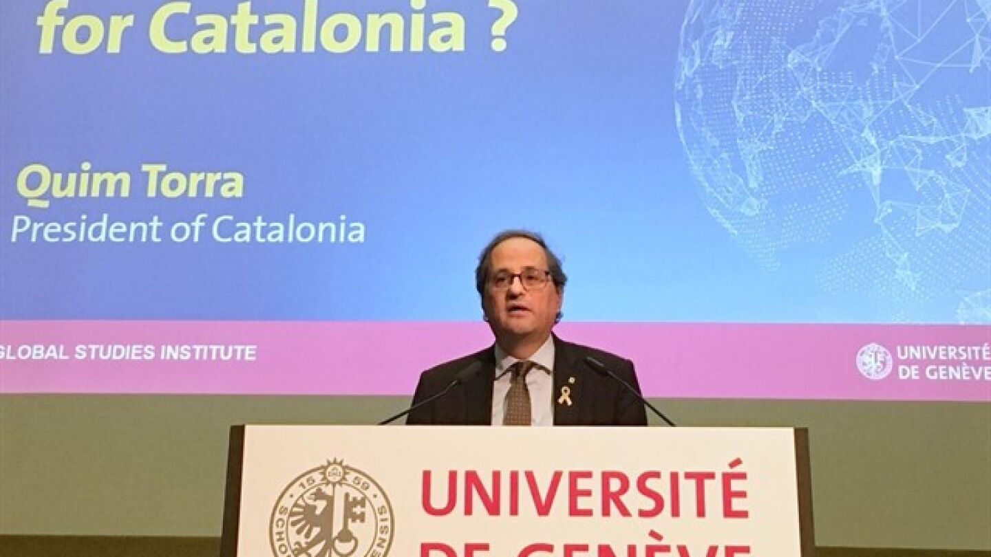 Quim Torra, durante una comparecencia en Suiza