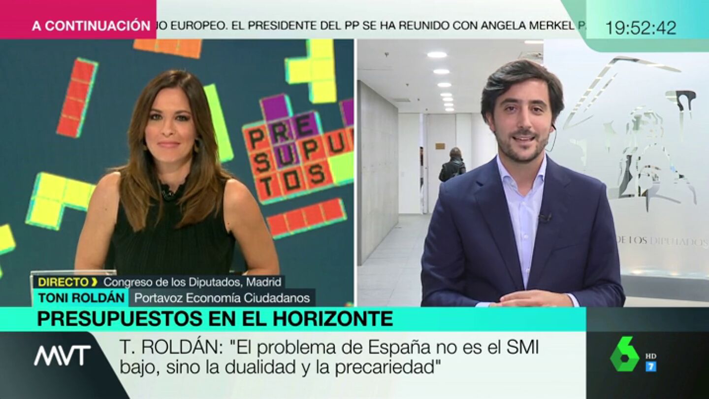 Toni Rold&aacute;n, portavoz de Econom&iacute;a de Ciudadanos: "Los presupuestos de S&aacute;nchez son potencialmente ilegales"