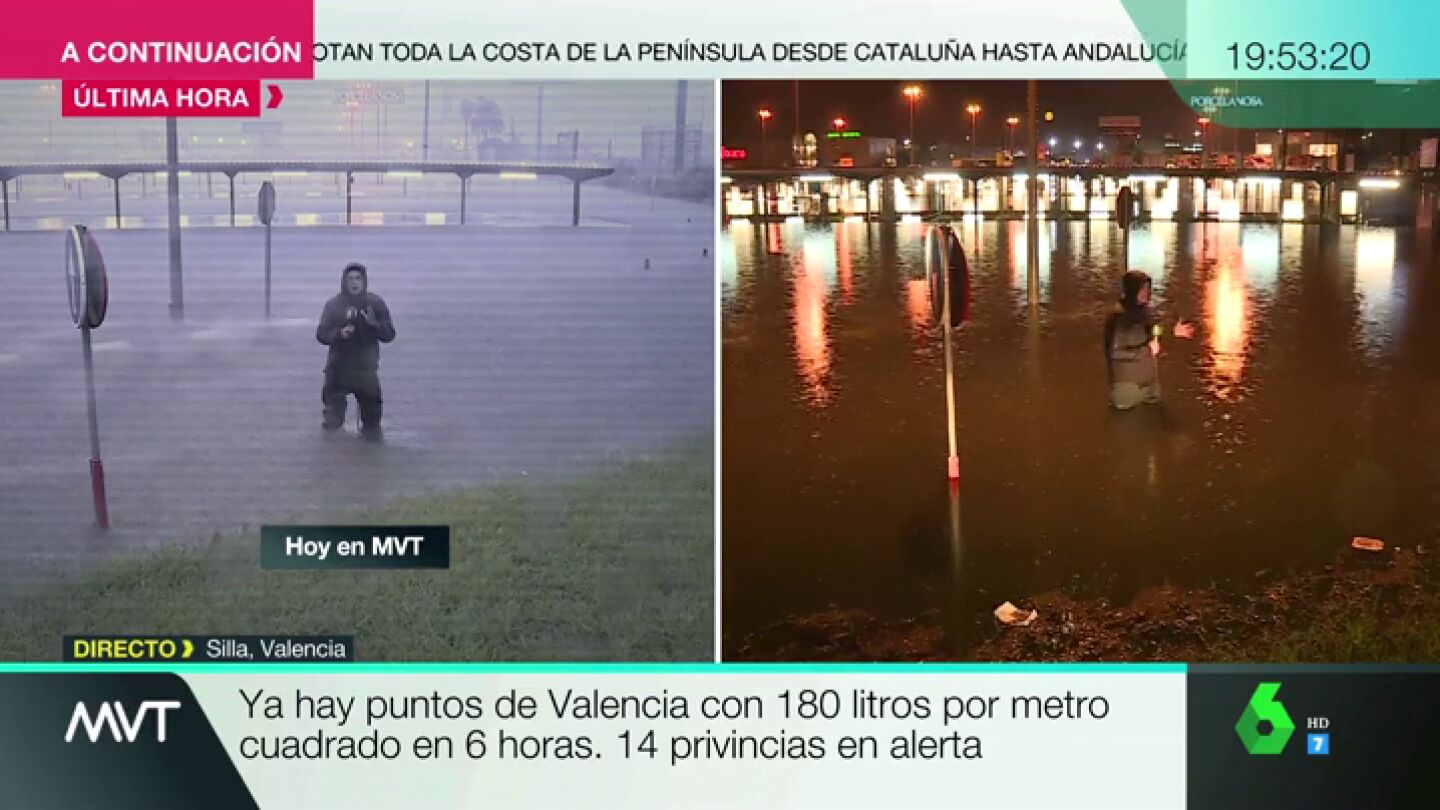El directo m&aacute;s dif&iacute;cil de Javier Borr&aacute;s: en plena tromba de agua con 100 litros por metro cuadrado en Silla, Valencia