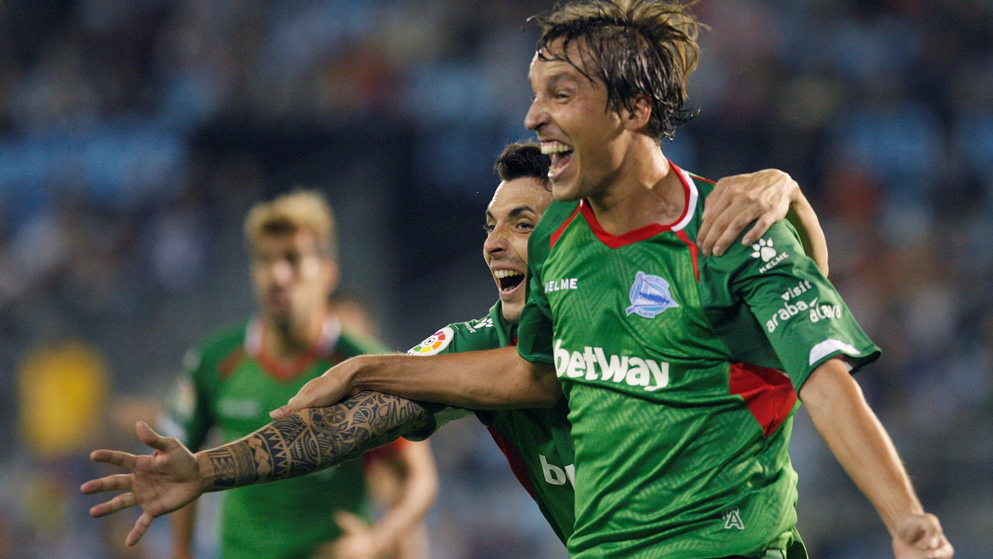 Tomás Pina celebra su gol contra el Celta