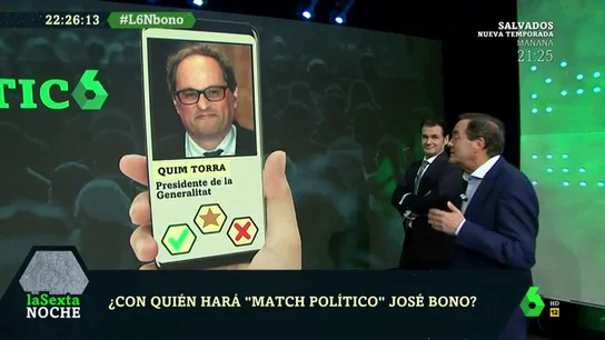 Torra, Aguirre, Sánchez y Junqueras: ¿hará 'match político' José Bono con alguno de estos políticos? Torra, Aguirre, Sánchez y Junqueras: ¿hará 'match político' José Bono con alguno de estos políticos?