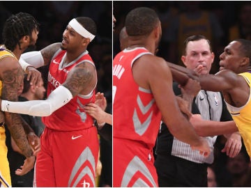 Momento de la pelea que tuvo lugar en el Lakers-Rockets Momento de la pelea que tuvo lugar en el Lakers-Rockets