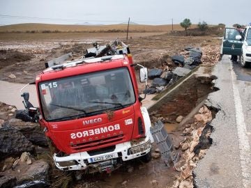 Camión en el que viajaba el bombero fallecido José Gil Gutiérrez Camión en el que viajaba el bombero fallecido José Gil Gutiérrez