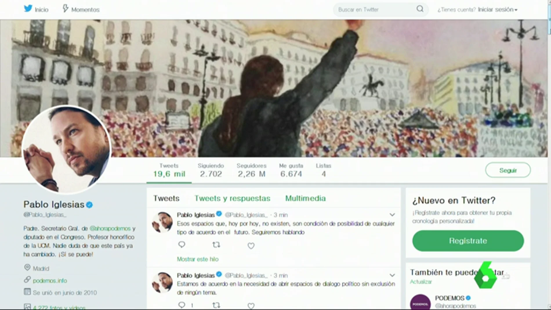 Cuenta de Twitter de Pablo Iglesias