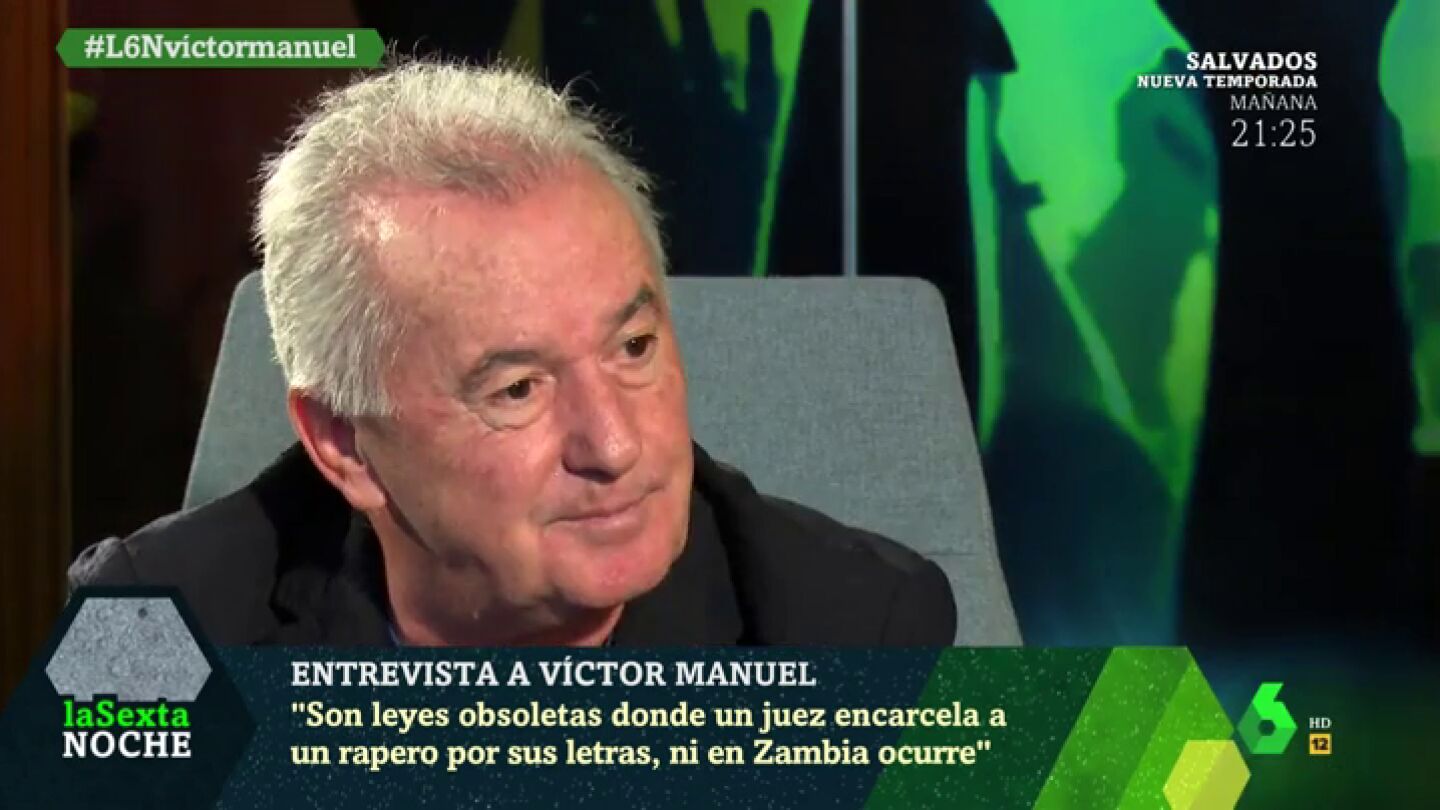 V&iacute;ctor Manuel, sobre la libertad de expresi&oacute;n: "Hay unas leyes obsoletas por las que un juez encarcela a un rapero por sus letras, ni en Zambia ocurre"