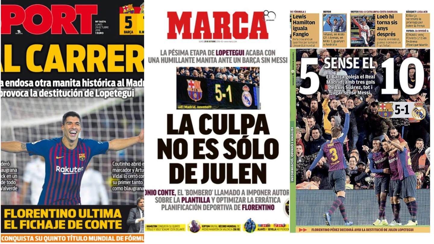 Las portadas del día después del Clásico Las portadas del día después del Clásico