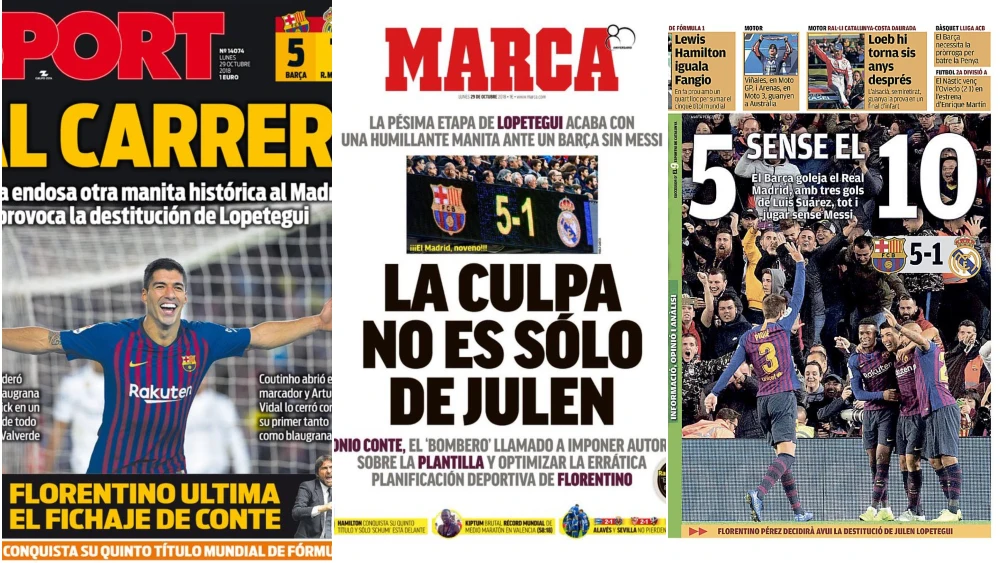 Las portadas del día después del Clásico