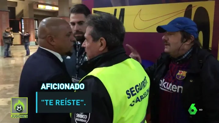Roberto Carlos 'se las tuvo' con un aficionado culé que le increpó Roberto Carlos 'se las tuvo' con un aficionado culé que le increpó