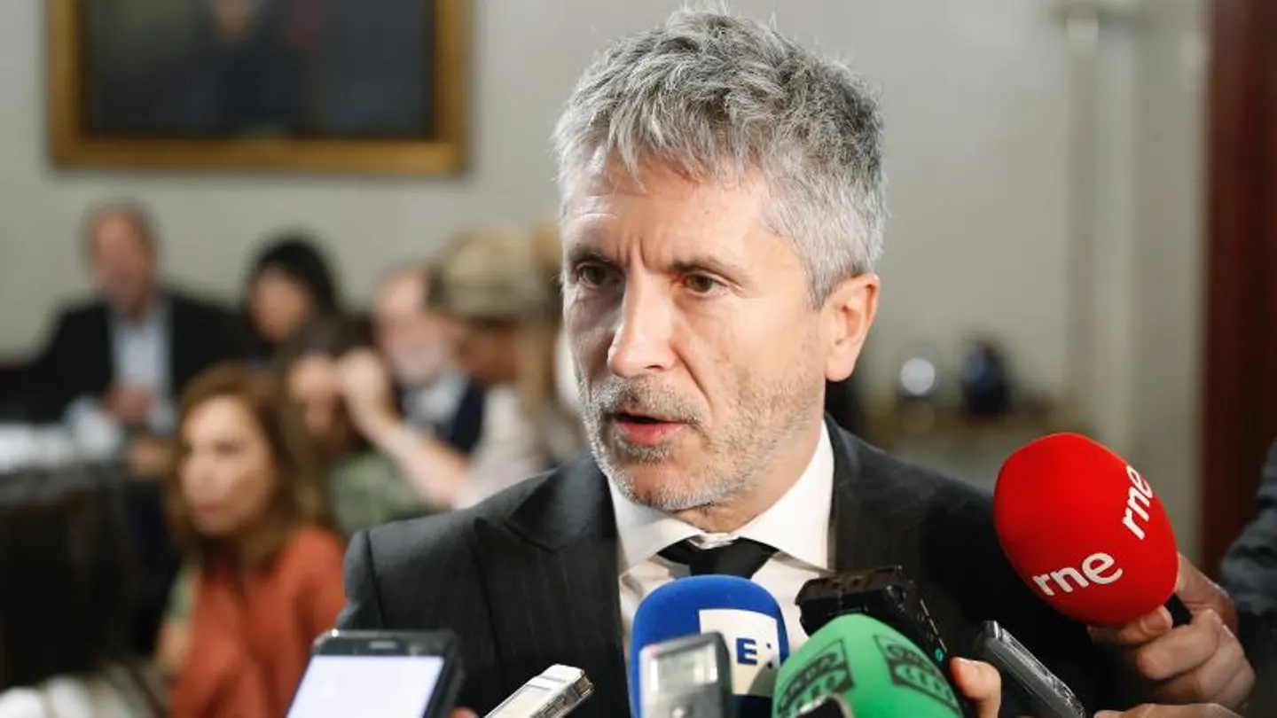 El ministro del Interior, Fernando Grande-Marlaska, atiende a los medios de comunicación. Fernando Grande-Marlaska atiende a los medios de comunicación.
