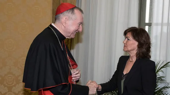 La vicepresidenta del Gobierno, Carmen Calvo, y el secretario de Estado vaticano, Pietro Parolin La vicepresidenta del Gobierno, Carmen Calvo, y el secretario de Estado vaticano, Pietro Parolin
