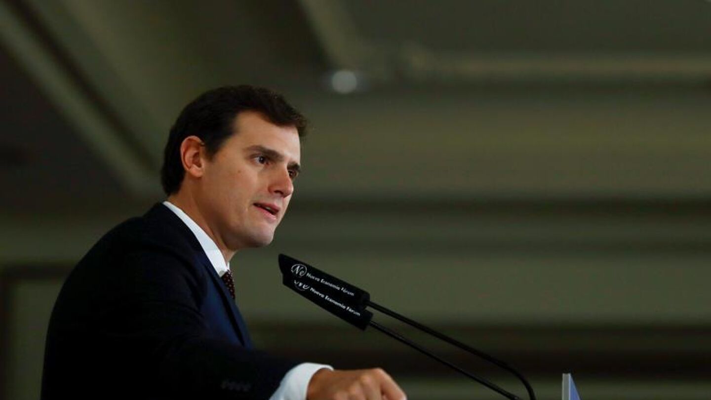 El presidente de Ciudadanos, Albert Rivera, en un desayuno informativo