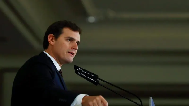 El presidente de Ciudadanos, Albert Rivera, en un desayuno informativo