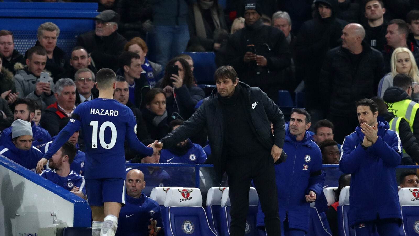 Hazard y Conte en el Chelsea