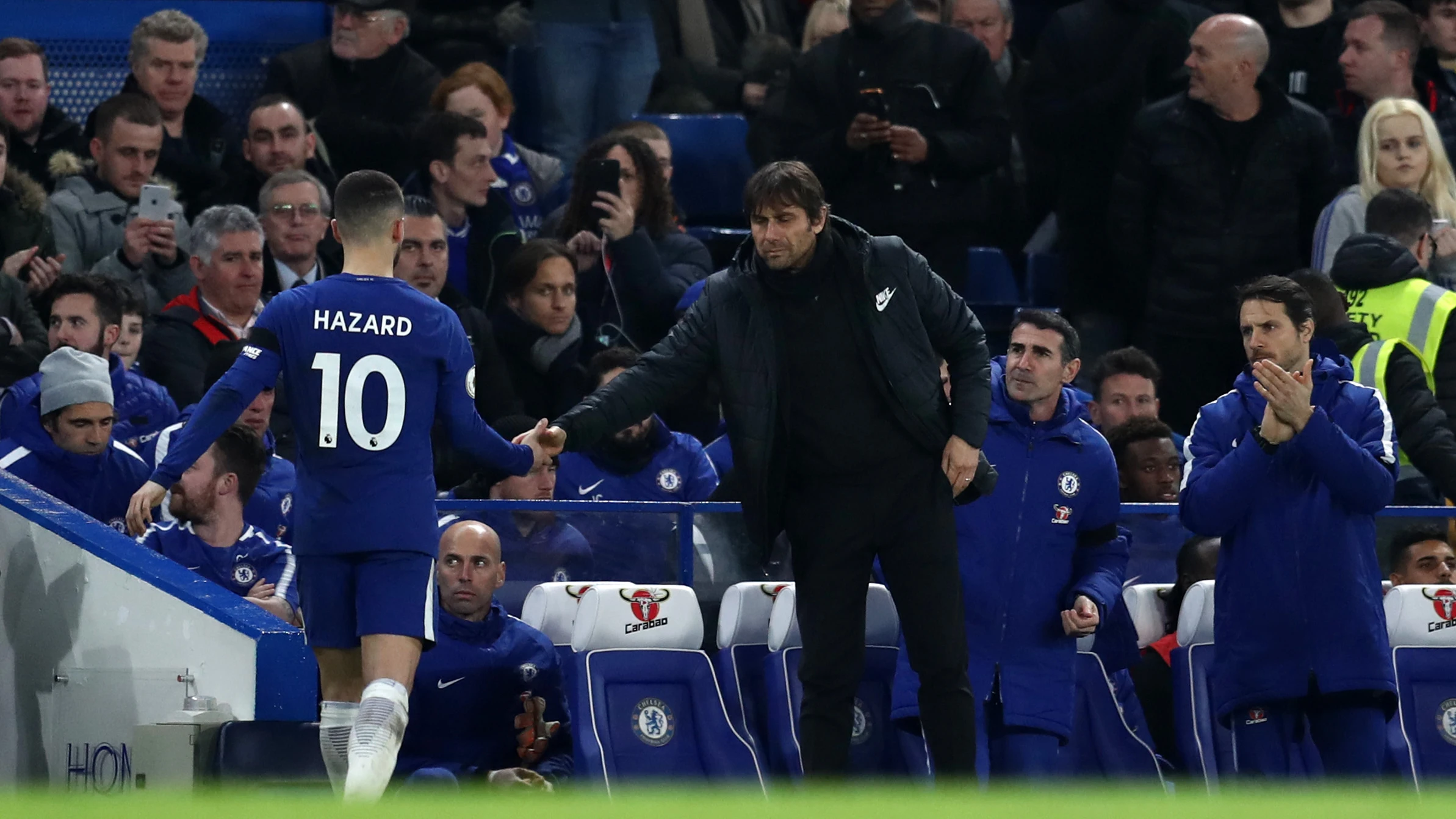 Hazard y Conte en el Chelsea