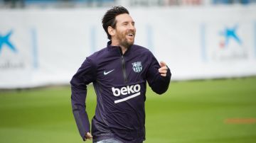 Leo Messi, durante el entrenamiento del Barcelona