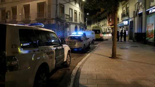 Dos vehículos de la Guardia Civil en la plaza de Don Benito donde se produjeron los hechos Dos vehículos de la Guardia Civil en la plaza de Don Benito donde se produjeron los hechos