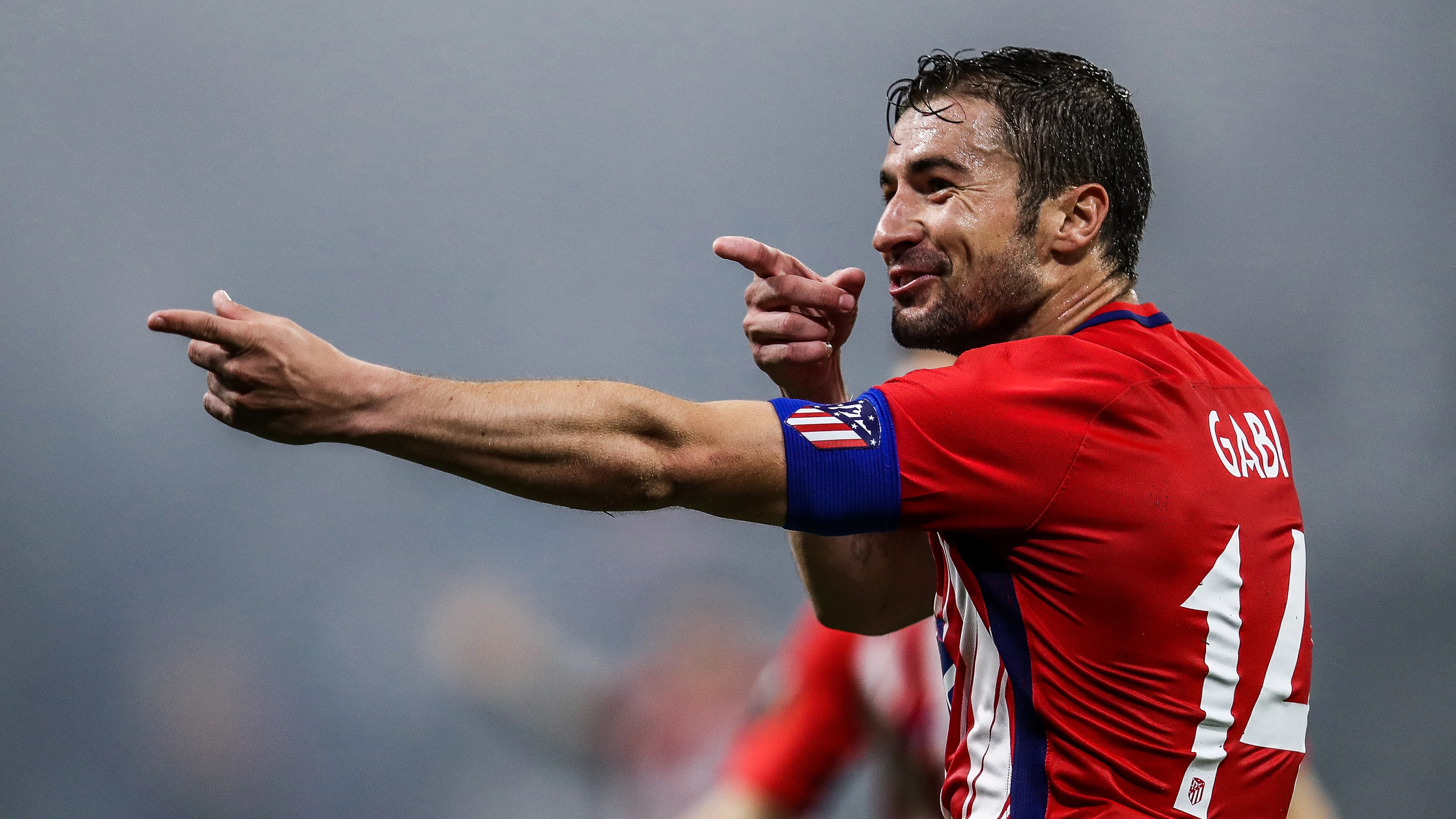 Gabi celebra un gol con el Atlético de Madrid