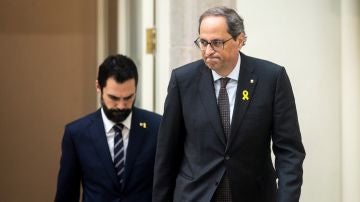 El presidente de la Generalitat de Cataluña, Quim Torra, y el del Parlamento, Roger Torrent