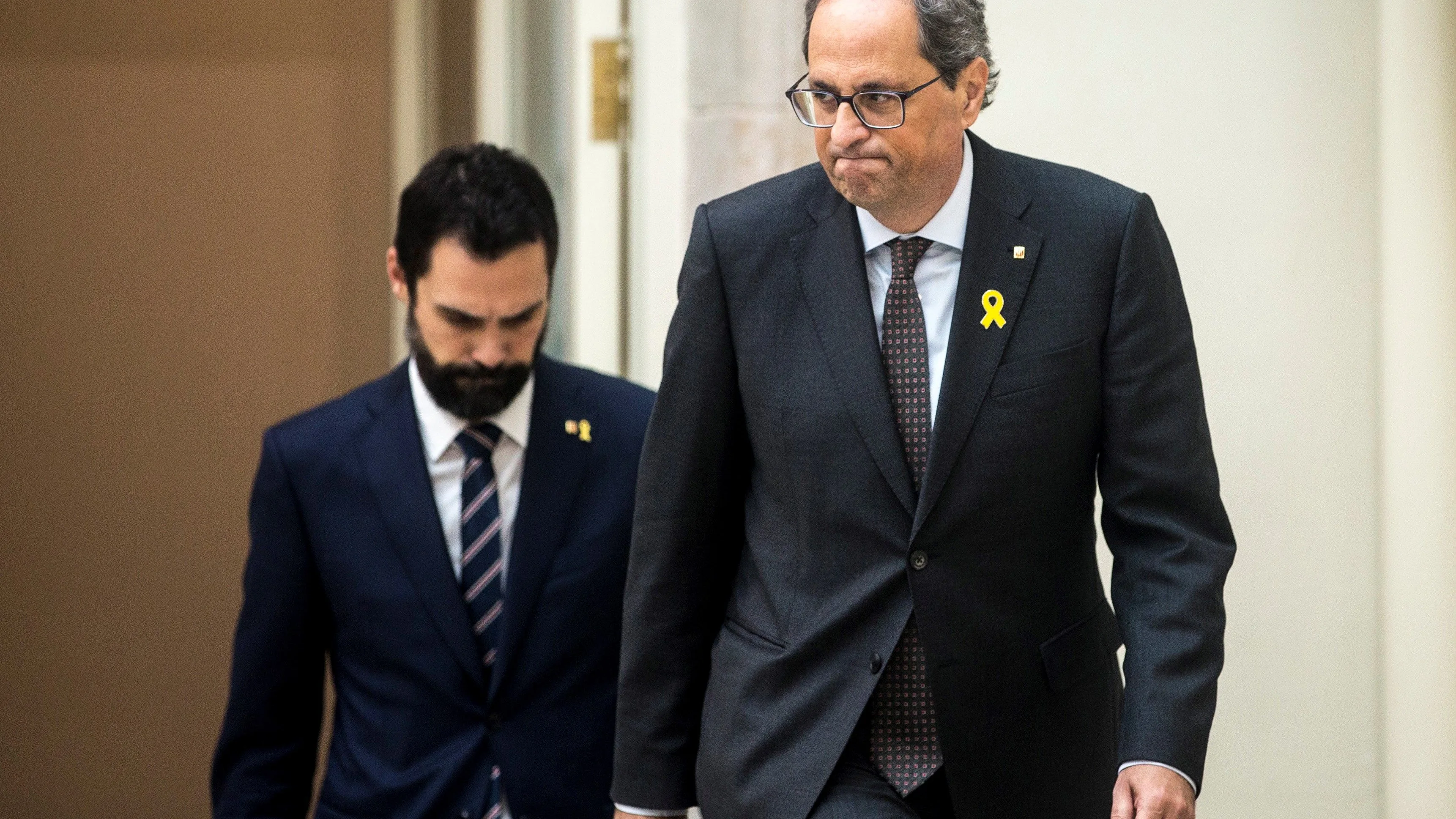 El presidente de la Generalitat de Cataluña, Quim Torra, y el del Parlamento, Roger Torrent