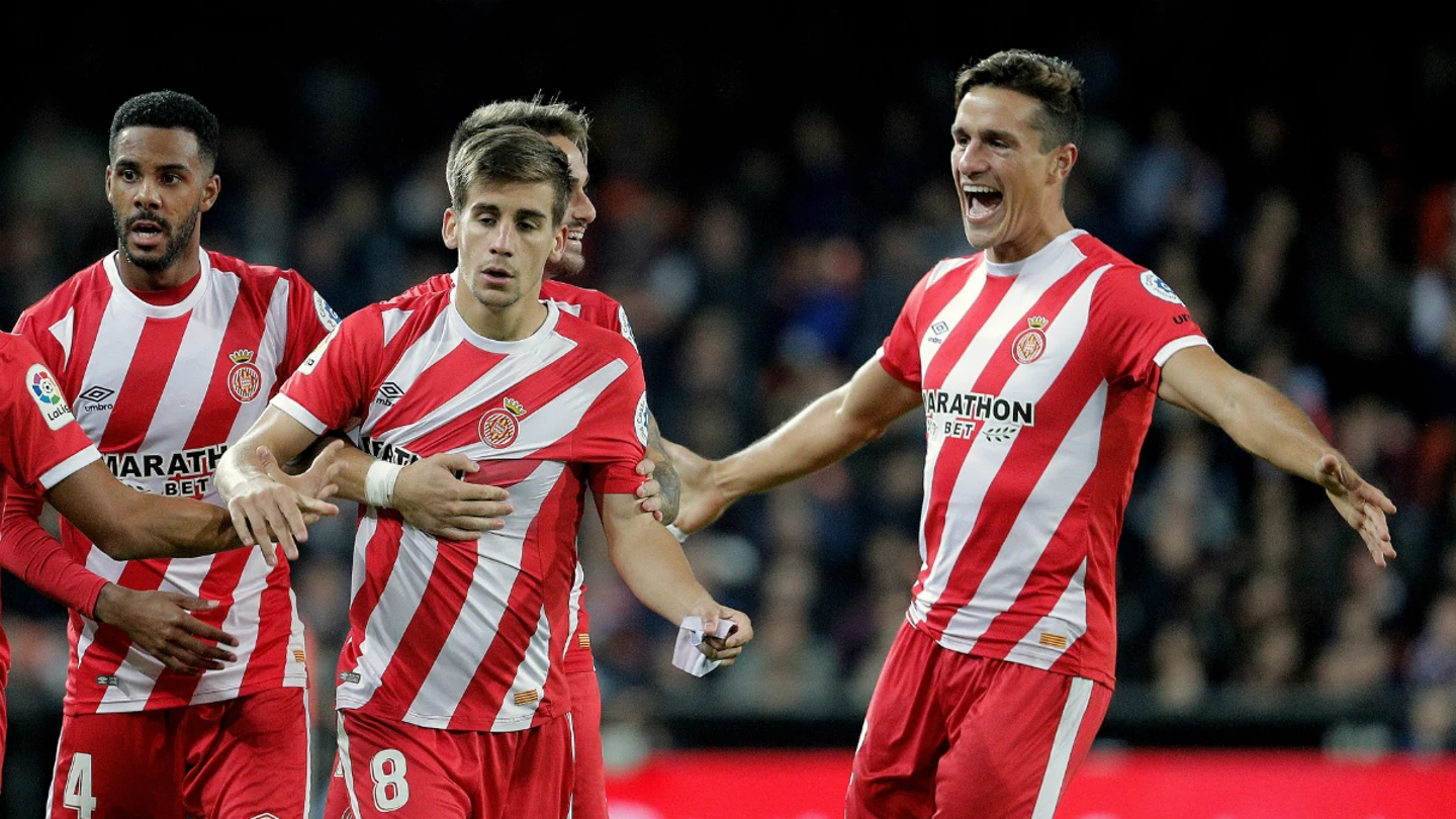 El Girona celebra un gol El Girona celebra un gol