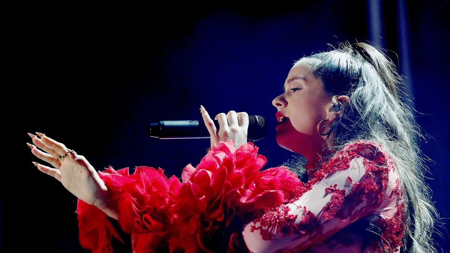 Imagen de Rosalía durante un concierto en Madrid en 2018 Imagen de Rosalía durante un concierto en Madrid