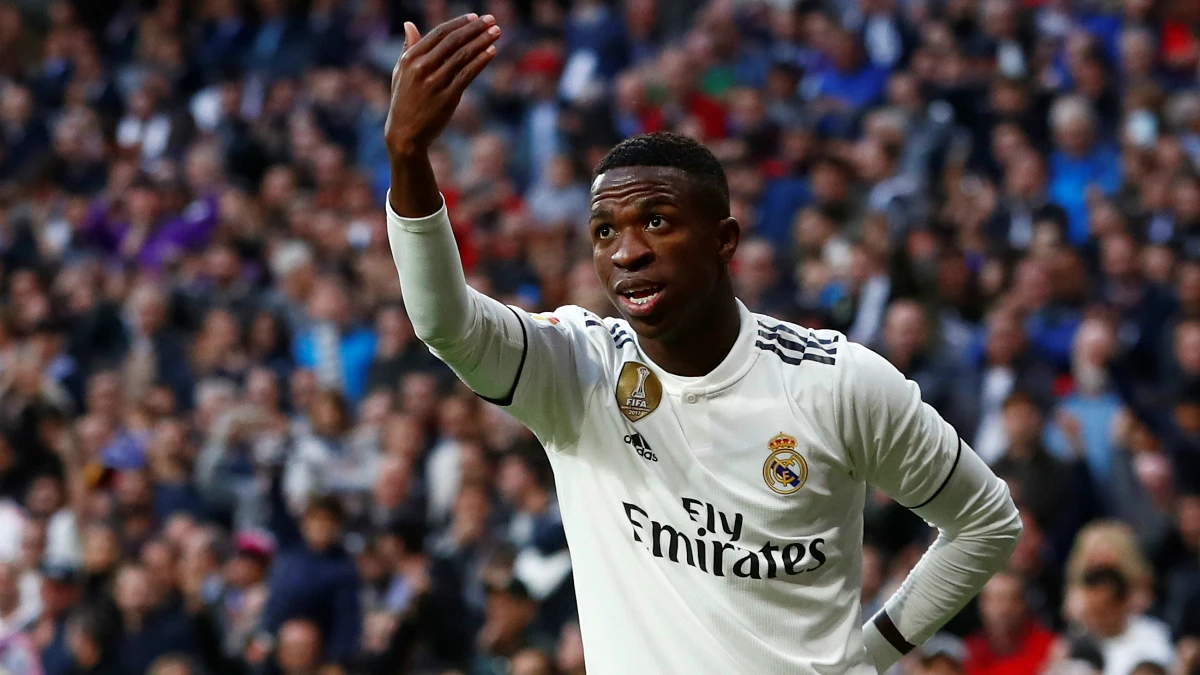 Vinicius celebra un gol del Real Madrid