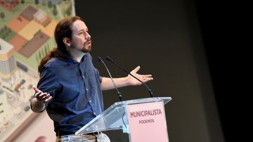 Iglesias durante su intervención en el Gran Encuentro Municipalista de Podemos en Alcorcón