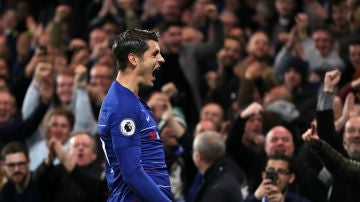 Morata celebra un gol con el Chelsea