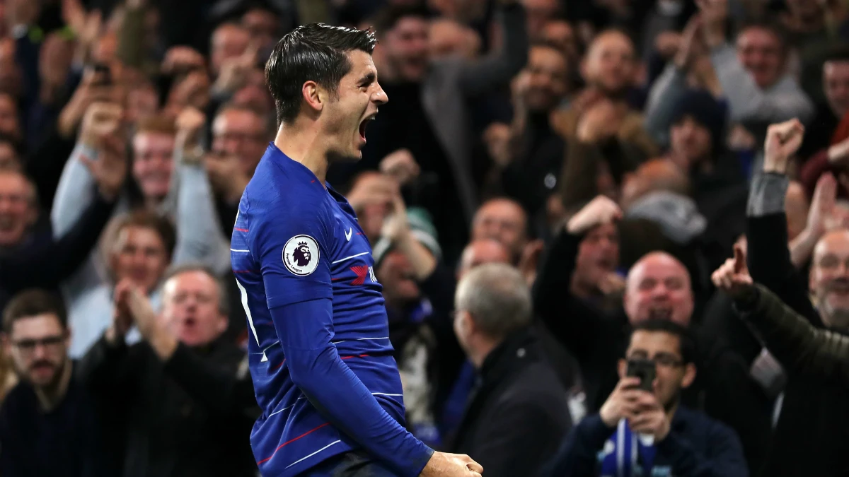 Morata celebra un gol con el Chelsea