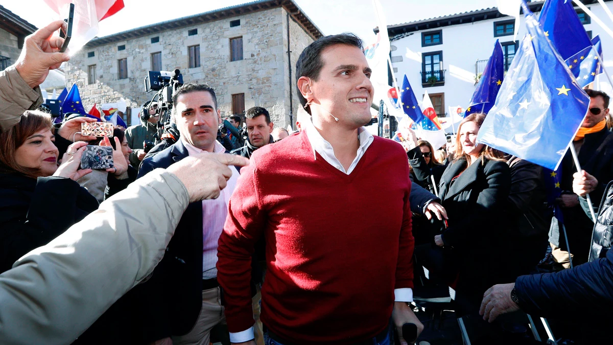 El presidente de Ciudadanos, Albert Rivera, a su llegada al acto de la iniciativa 'España Ciudadana'