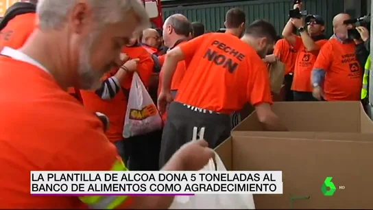 La plantilla de Alcoa dona cinco toneladas al Banco de Alimentos para agradecer el apoyo recibido por los vecinos La plantilla de Alcoa dona cinco toneladas al Banco de Alimentos para agradecer el apoyo recibido por los vecinos