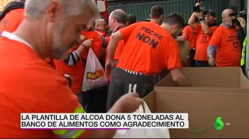 La plantilla de Alcoa dona cinco toneladas al Banco de Alimentos para agradecer el apoyo recibido por los vecinos