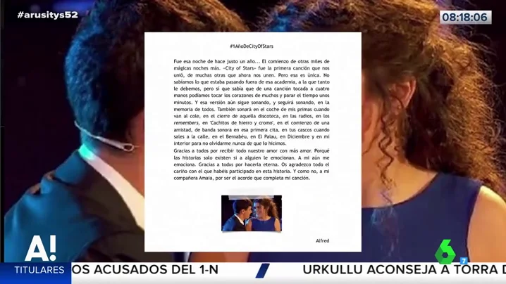 Alfred zanja los rumores de separación con Amaia con una emotiva carta: "Gracias por ser el acorde que completa mi canción"